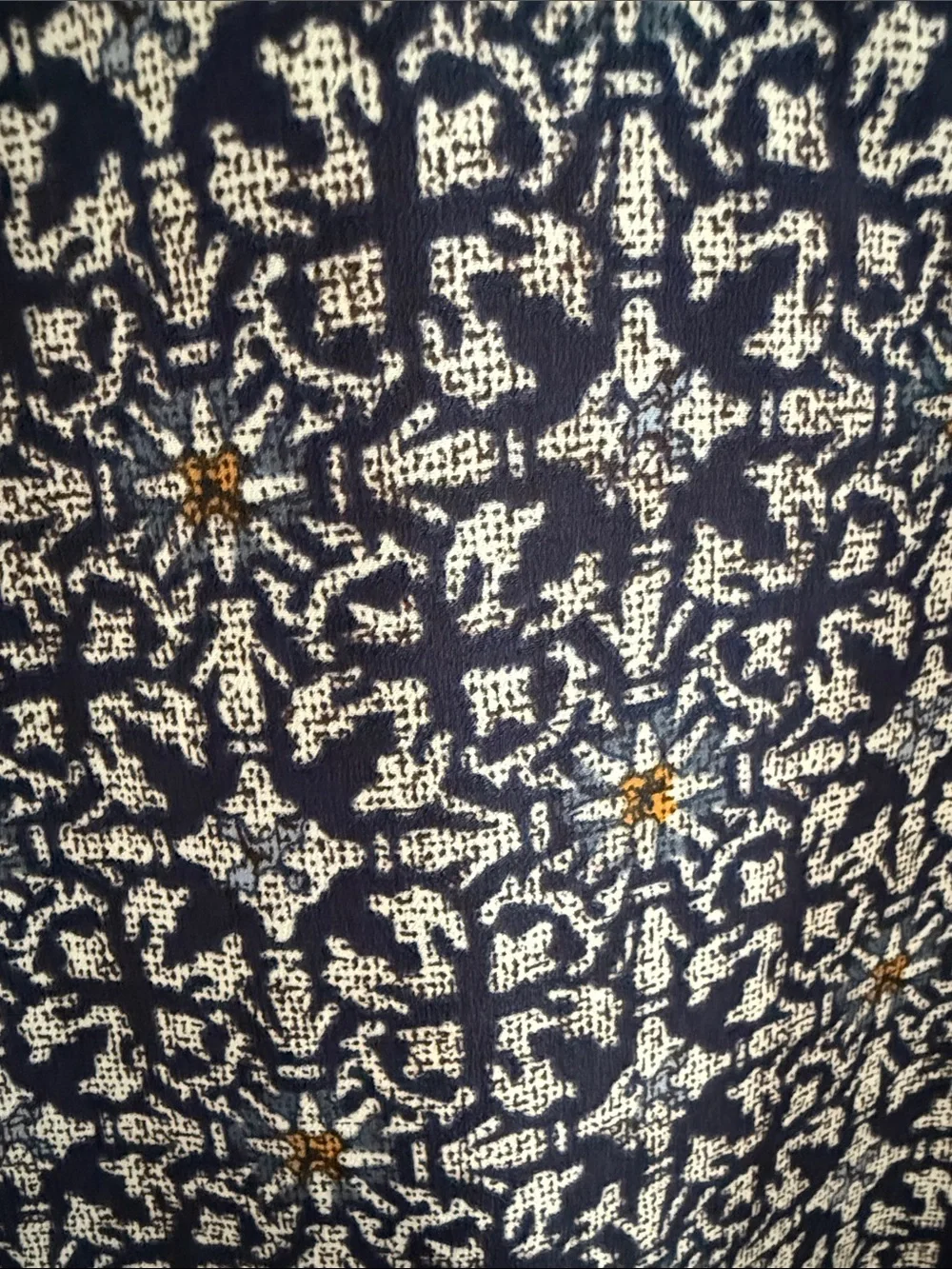Michael Kors Navy and White Printed Zip-Front Blouse